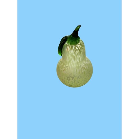 Hand Blown Glass Pear Sculpture - 6"x 3.5" - Green Art Decor - Picture 5 of 8
